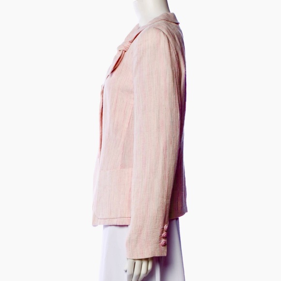 Armani Collezioni Striped Day 2 Evening Light Weight Pink Striped Blazer Jacket - Picture 3 of 9